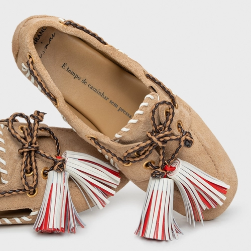 Dockside Mocassim Carrano + A.mar Couro Suede Bege Toffee