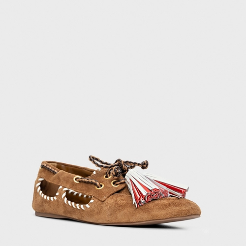 Dockside Mocassim Carrano + A.mar Couro Suede Marrom Saddle