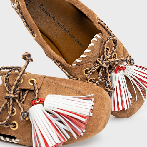 Dockside Mocassim Carrano + A.mar Couro Suede Marrom Saddle