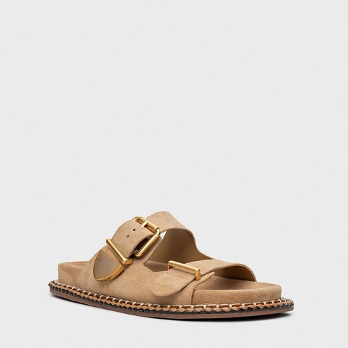 Flat Birken Collab Carrano + A.mar Couro Suede Bege Toffee