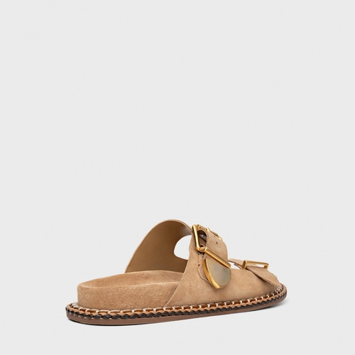 Flat Birken Collab Carrano + A.mar Couro Suede Bege Toffee