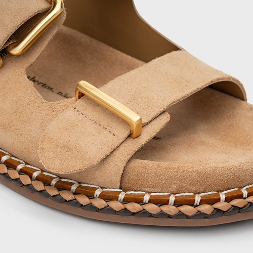 Flat Birken Collab Carrano + A.mar Couro Suede Bege Toffee