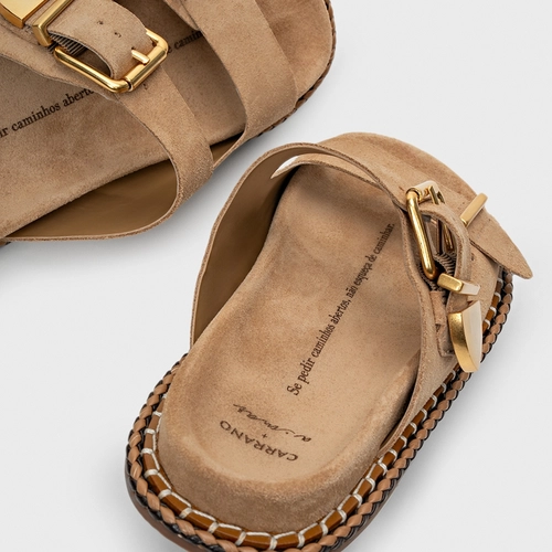 Flat Birken Collab Carrano + A.mar Couro Suede Bege Toffee