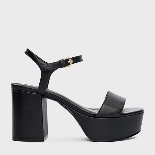 Sandália Plataforma Classic Couro Preto