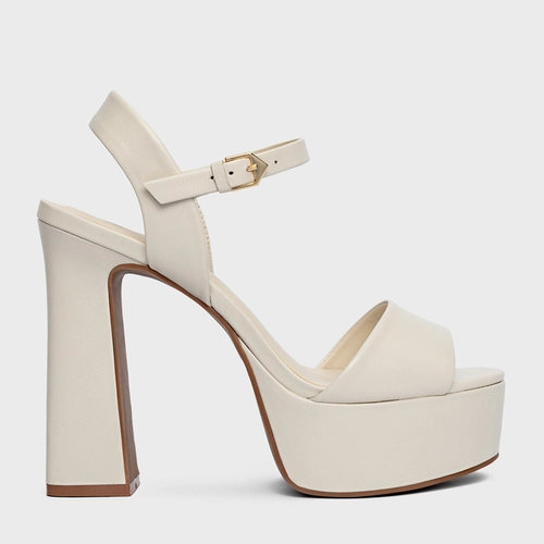 Sandália Maxi Plataforma Couro Off White Pearl