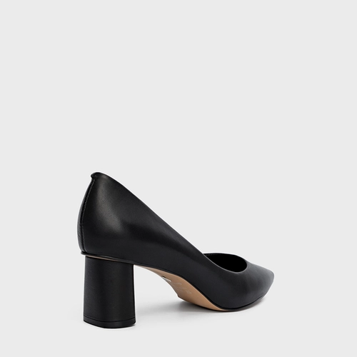 Scarpin Felícia Salto Oval Couro Preto
