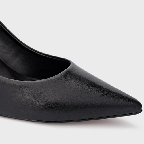 Scarpin Lauren Salto Bloco Couro Preto