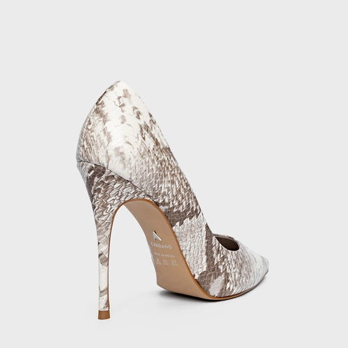 Scarpin Loretta Salto Fino Couro Animal Print Granite