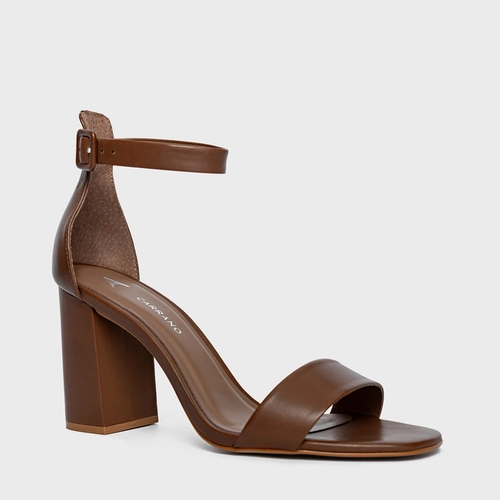 Sandália Classic Salto Bloco Couro Marrom Desert Brown