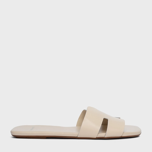 Flat H Couro Off White Panacota