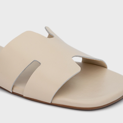 Flat H Couro Off White Panacota