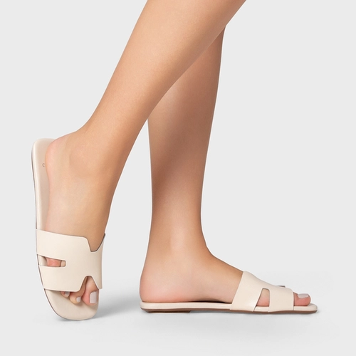 Flat H Couro Off White Panacota