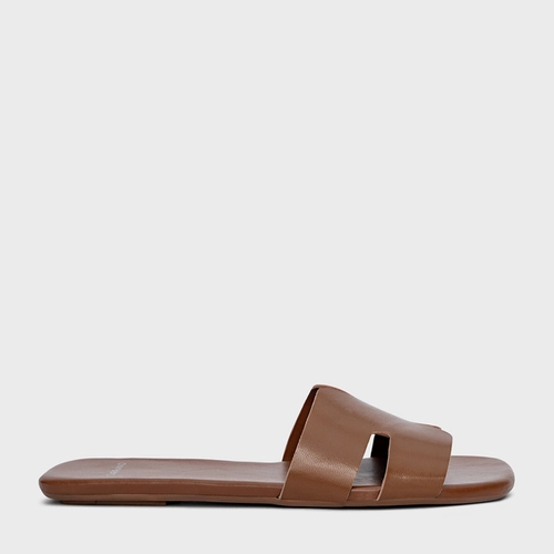 Flat H Couro Marrom Caramel