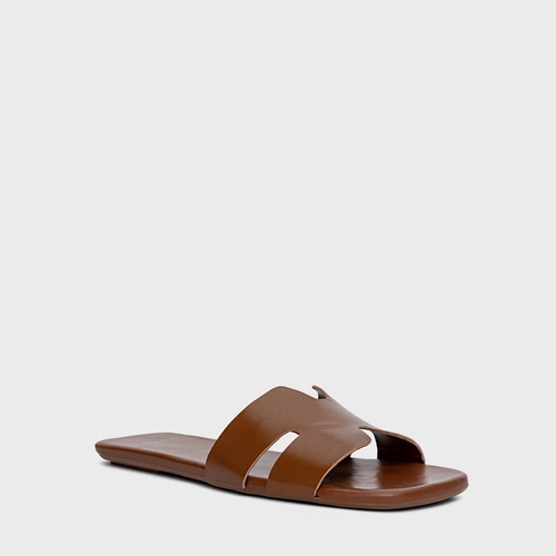 Flat H Couro Marrom Caramel