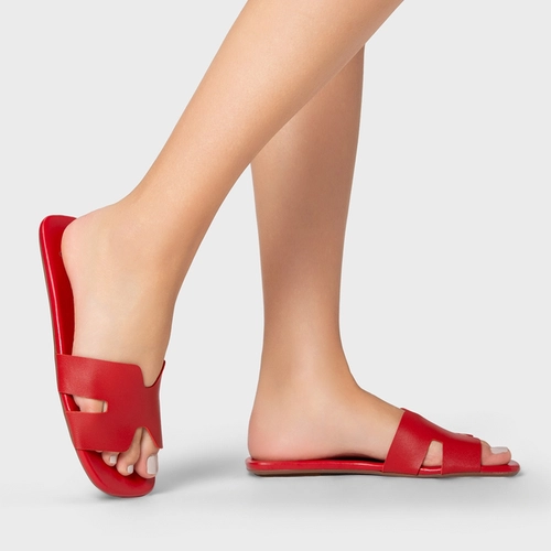 Flat H Couro Vermelho Bight