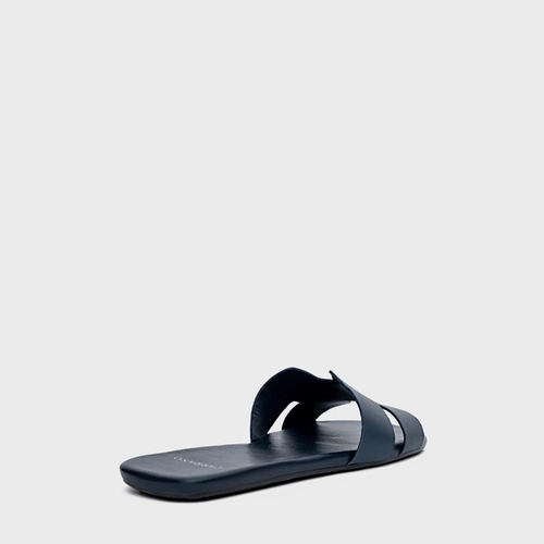 Flat H Couro Azul Navy