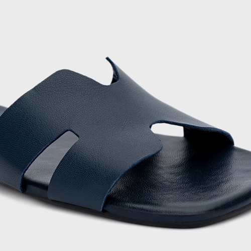 Flat H Couro Azul Navy