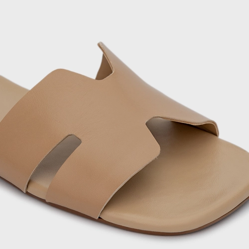 Flat H Couro Bege Light Nude