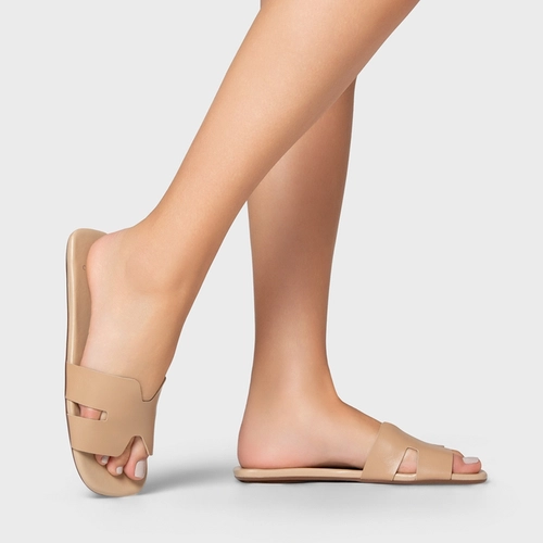 Flat H Couro Bege Light Nude