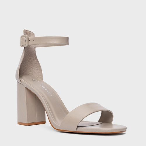 Sandália Classic Salto Bloco Couro Cinza Cashmere