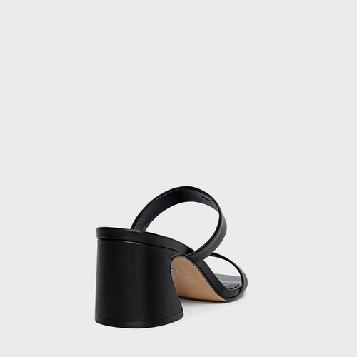 Open Mule Tiras Salto Wave Couro Preto