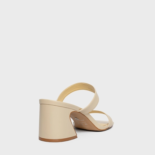 Open Mule Tiras Salto Wave Couro Amarelo Egg Shell