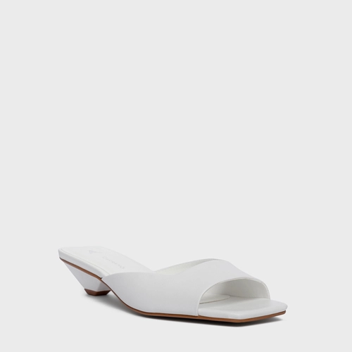 Open Mule Salto Prisma Couro Branco