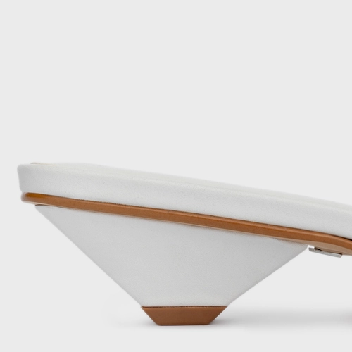 Open Mule Salto Prisma Couro Branco