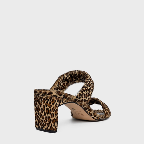 Open Mule Duo Tiras Salto Reto Pelo Animal Print Desert