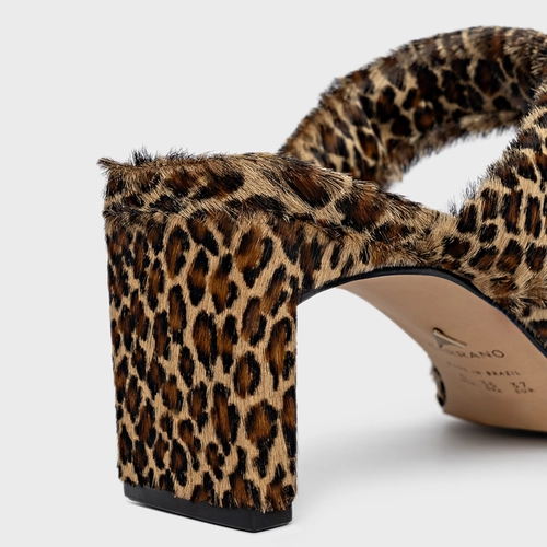 Open Mule Duo Tiras Salto Reto Pelo Animal Print Desert