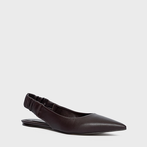 Sapatilha Slingback Ripple Couro Marrom Dark Chocolate