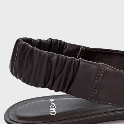 Sapatilha Slingback Ripple Couro Marrom Dark Chocolate