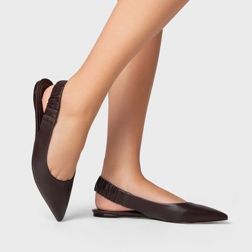 Sapatilha Slingback Ripple Couro Marrom Dark Chocolate