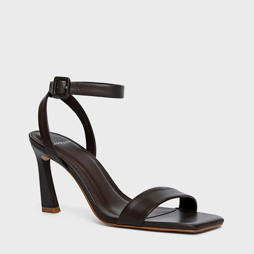 Sandália Classic Salto Yve Couro Marrom Coconut