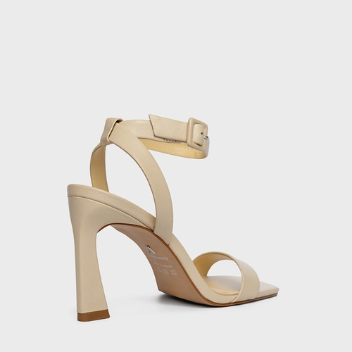 Sandália Classic Salto Yve Couro Amarelo Egg Shell