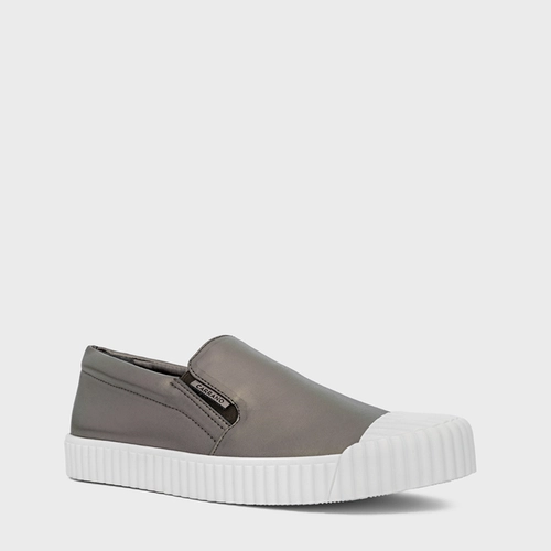 Tênis Slip On Kicks Couro Metalizado Pewter