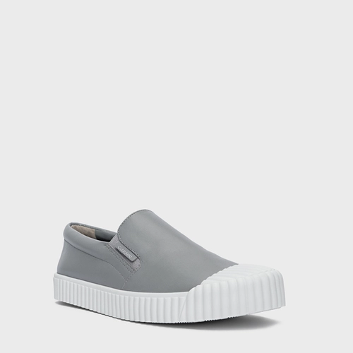 Tênis Slip On Kicks Couro Cinza Loutre