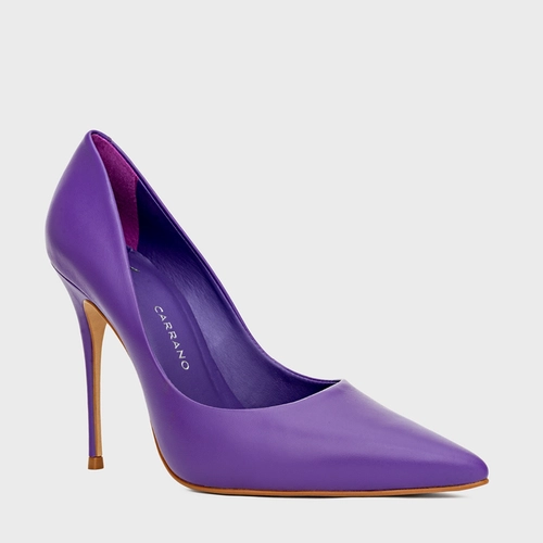Scarpin Loretta Salto Fino Couro Roxo Ultraviolet