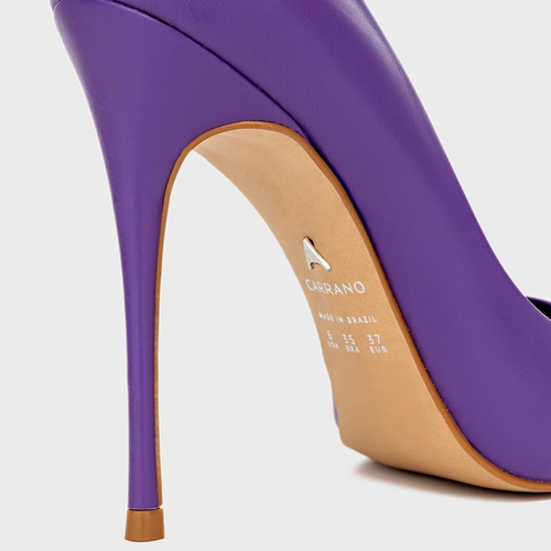 Scarpin Loretta Salto Fino Couro Roxo Ultraviolet