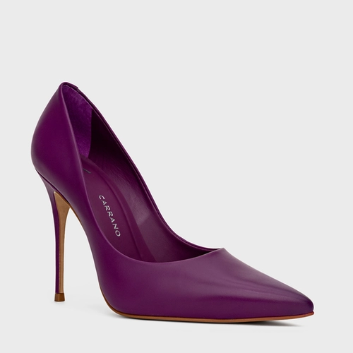 Scarpin Loretta Salto Fino Couro Roxo Açaí