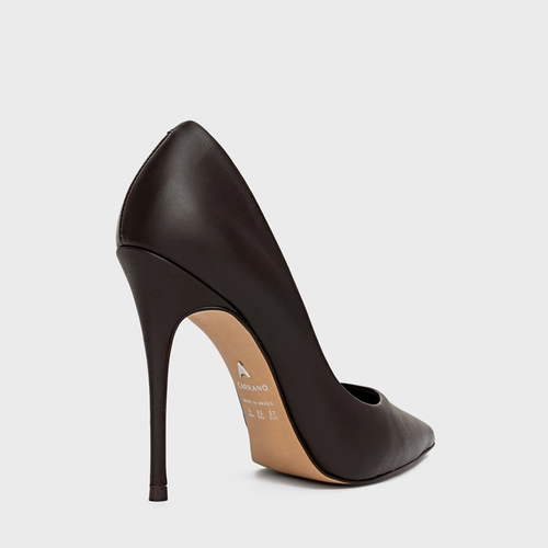 Scarpin Loretta Salto Fino Couro Marrom Coconut