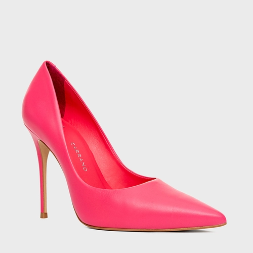 Scarpin Loretta Salto Fino Couro Rosa Pink