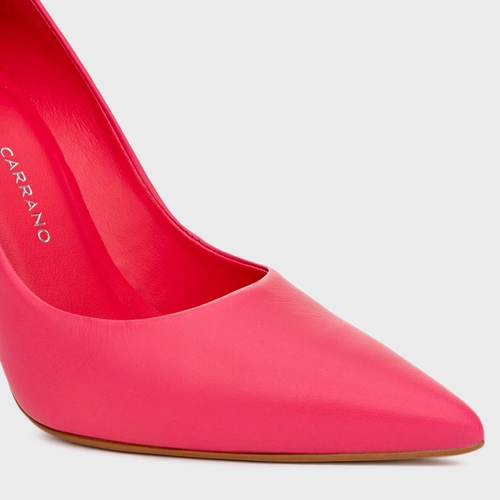 Scarpin Loretta Salto Fino Couro Rosa Pink