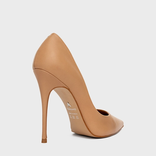 Scarpin Loretta Salto Fino Couro Bege Nude
