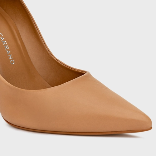 Scarpin Loretta Salto Fino Couro Bege Nude