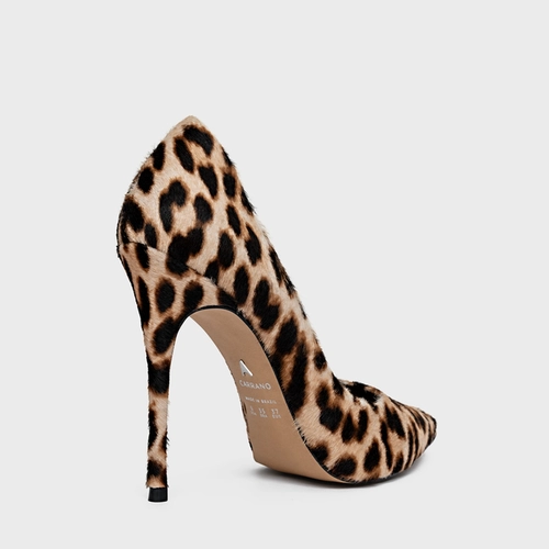Scarpin Loretta Salto Fino Pelo Animal Print Expresso