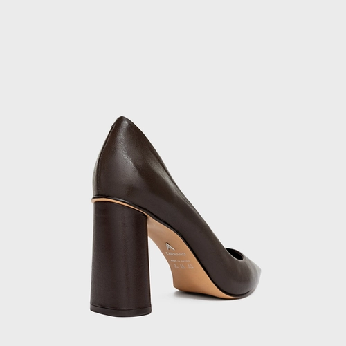 Scarpin Emma Salto Oval Couro Marrom Coconut