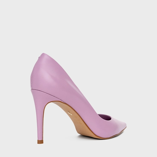 Scarpin Beatriz Salto Fino Couro Roxo Mauve Mist