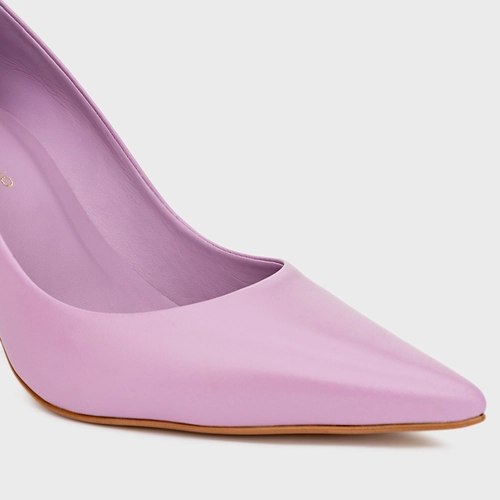 Scarpin Beatriz Salto Fino Couro Roxo Mauve Mist