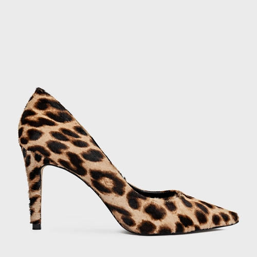 Scarpin Beatriz Salto Fino Pelo Animal Print Expresso